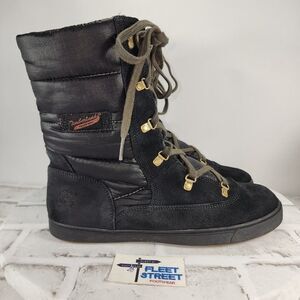 Timberland Women’s 8" Black Insulated Lace Up Winter Nylon Snow Boots Size 8.5